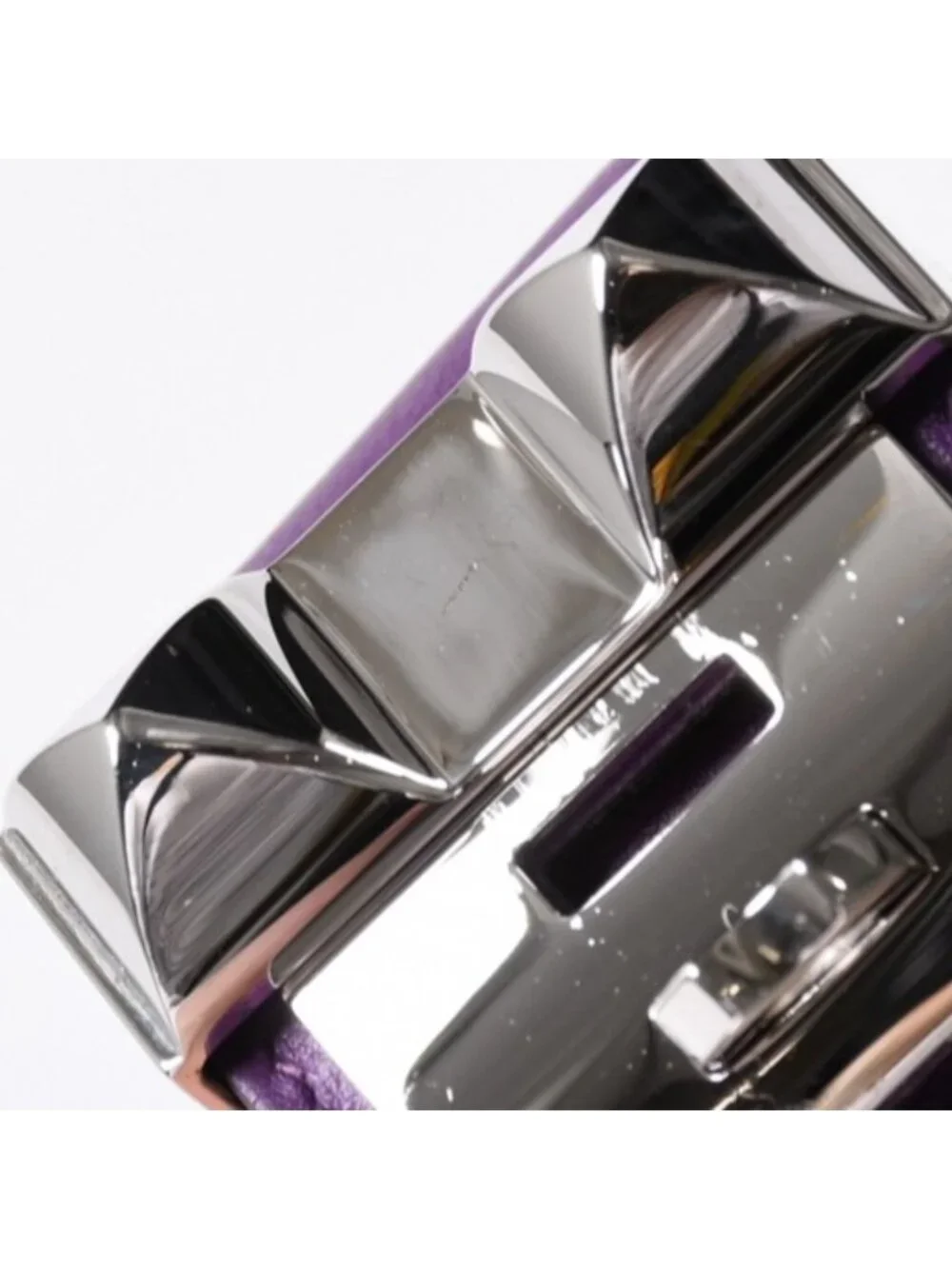 Hermes Collier de Chien Bracelet S Leather Purple Silver